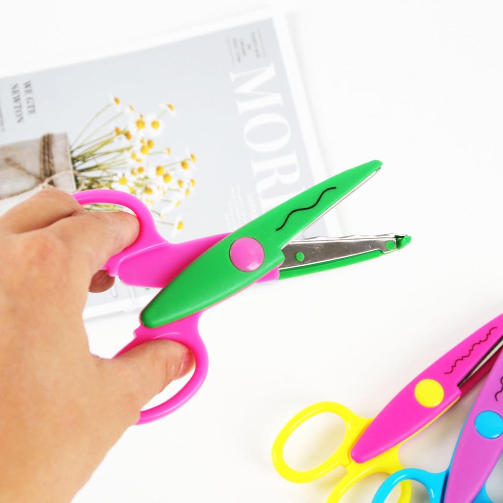Children's Craft Safety Scissors - 5-inch Fun Patterned Blades for DIY and Albums