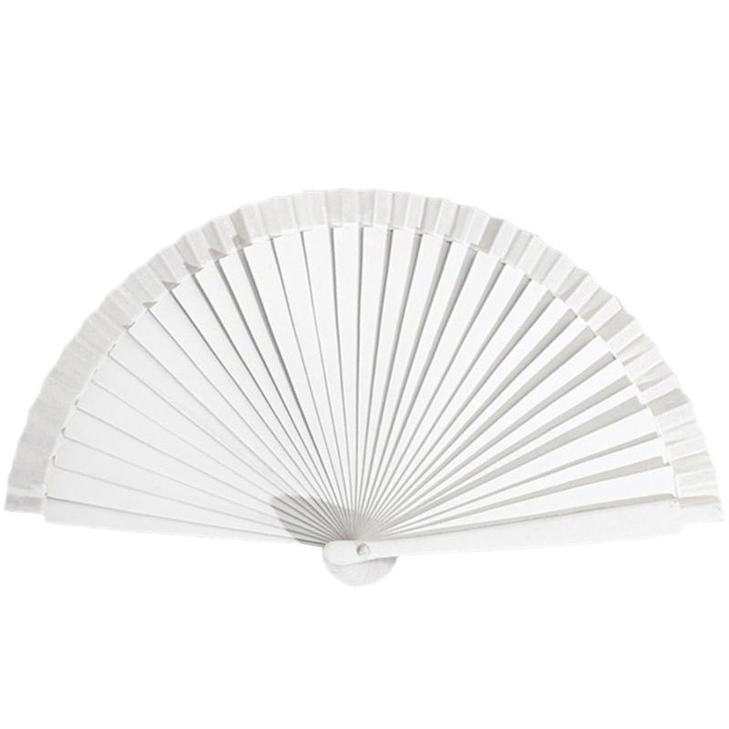 Vintage Wooden Hand Fan Wedding Dance Solid Color Plain Folding Fan Elegant Handhelds Dancing Show Performances