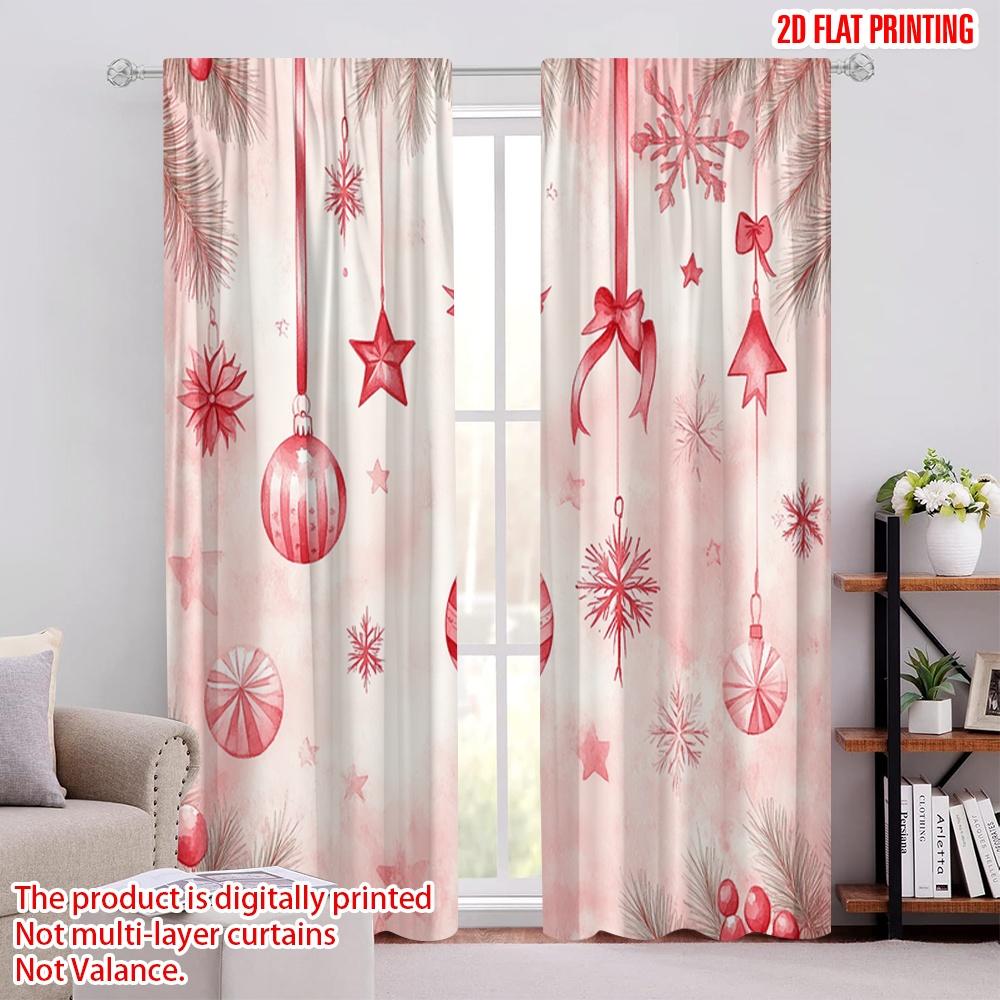 

2pcs,2D plane printing Window Curtain Christmas Ornaments Watercolor (2) Durable 100% Polyester Fabric (without rod) Decorations 52.50 × 116.00 cm 2 pcs