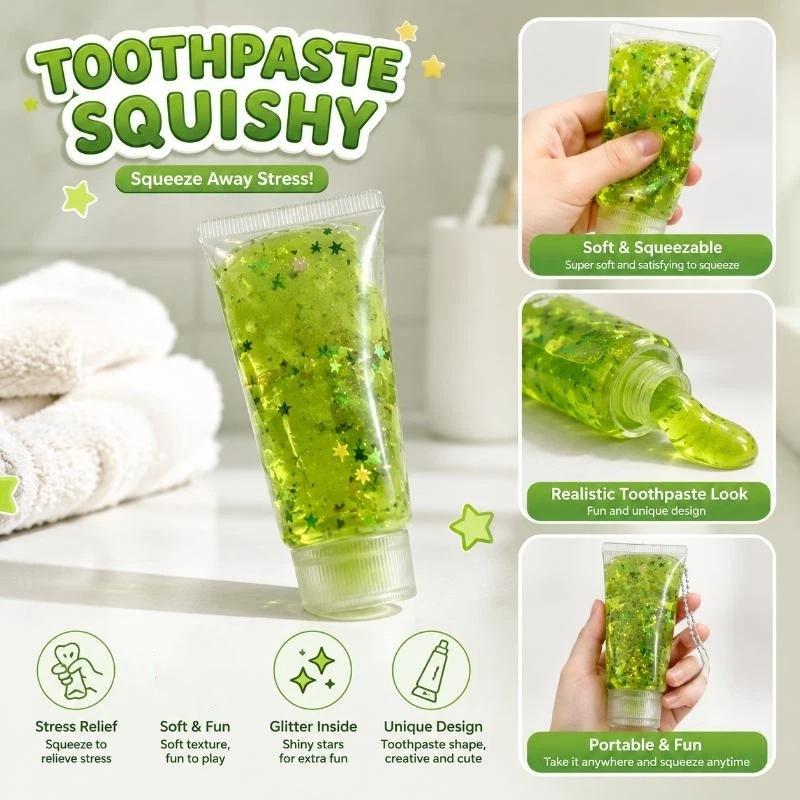 Toothpaste Pattern Squeeze Stress Ball 1Pcs Fun Anti Stress Fidget Toy Perfect for Kids Adults Party Favor Gifts
