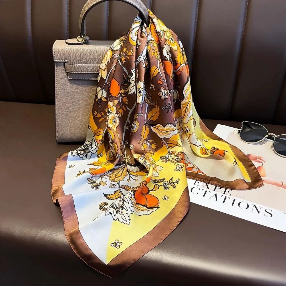 Fashion Luxury Brand 70cm Silk Feel Square Scarf Women Neck Tie Female Hair Bandana Headkerchief Shawl Wrap Hijab Echarpe