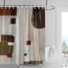 Abstract Earth Tone Shower Curtain - Organic Brushstroke Design, Waterproof with Grommets, Natural Bathroom Decor