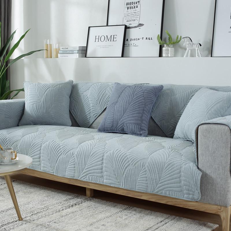 Nordic Simple Solid Color Sofa Cushion Four Seasons Pure Cotton Fabric Non-Slip Cushion Winter General Modern Sofa Cover Slipcover