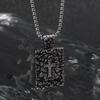 Men's Retro Stainless Steel Hammered Pendant Necklace with Long Box Chain