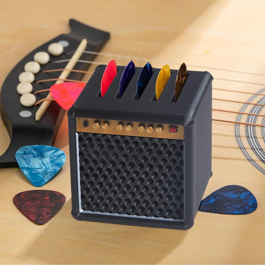 3D Printed Guitar Pick Holder with 5 Slots for Guitar Accessories Large Capacity Amp Shape Guitar Picks Organizer Picks Storage