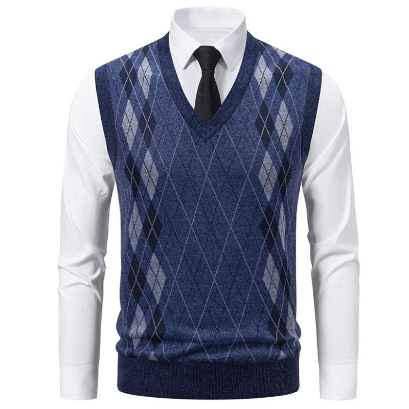 Men S V Neck Slim Fit Fleece Pullover Knit Vest