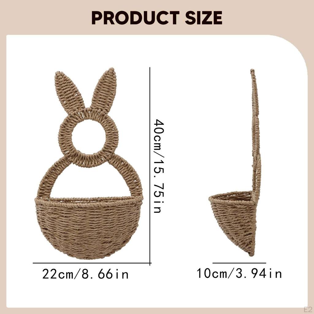 Påsk Flätad Korg Återanvändbar Söt Hängande Väggdekoration Blommor Ägg Förvaring för Firande Hemma