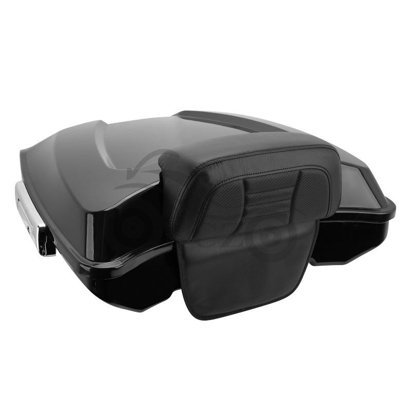 Juego Universal de Caja Trasera Negra con Almohadilla para Respaldo Trasero para Motos Harley, Crucero y Prince