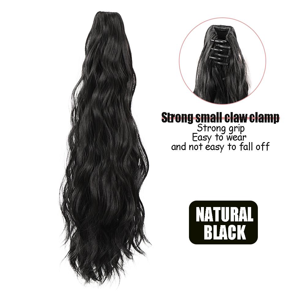 

Парик с когтями и водной рябью, синтетический, женский, с длинными волосами, парик с косичками, натуральный, элегантный, с высоким хвостиком 40CM