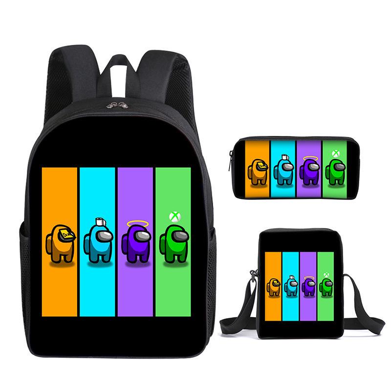 Amongus Space Werewolf School Bag 3PCS Game Merchandise Elementary And Middle School Students Backpack Pencil Bag Satchel