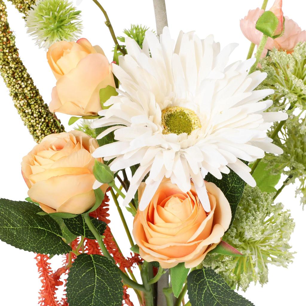 Francfranc Bouquet of Gerbera Mix In Light Green, Faux Flowers, Artificial Flowers for Interior Decoration