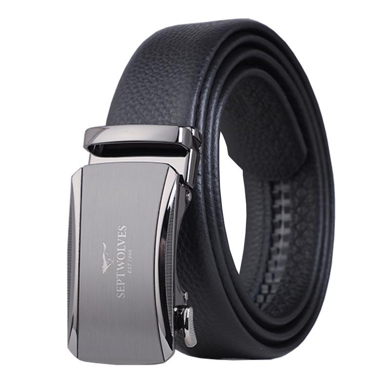 Men's Belt Automatic Buckle Belt New Top Layer Cowhide Casual Trouser Belt Gift