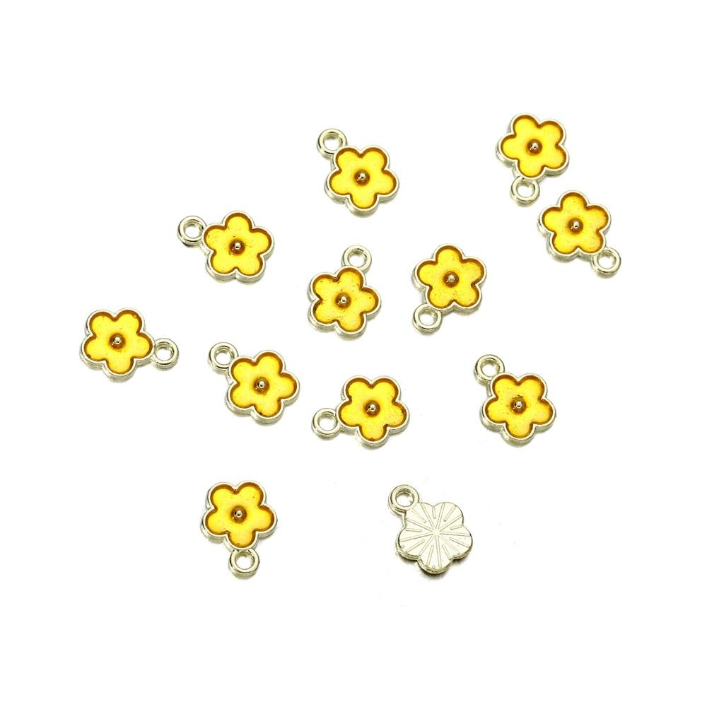 10pcs/bag Colorful Flower Heart Charms Pendants Enamel Metal Necklace Bracelet Charm For DIY Jewelry Making Supplies Accessories