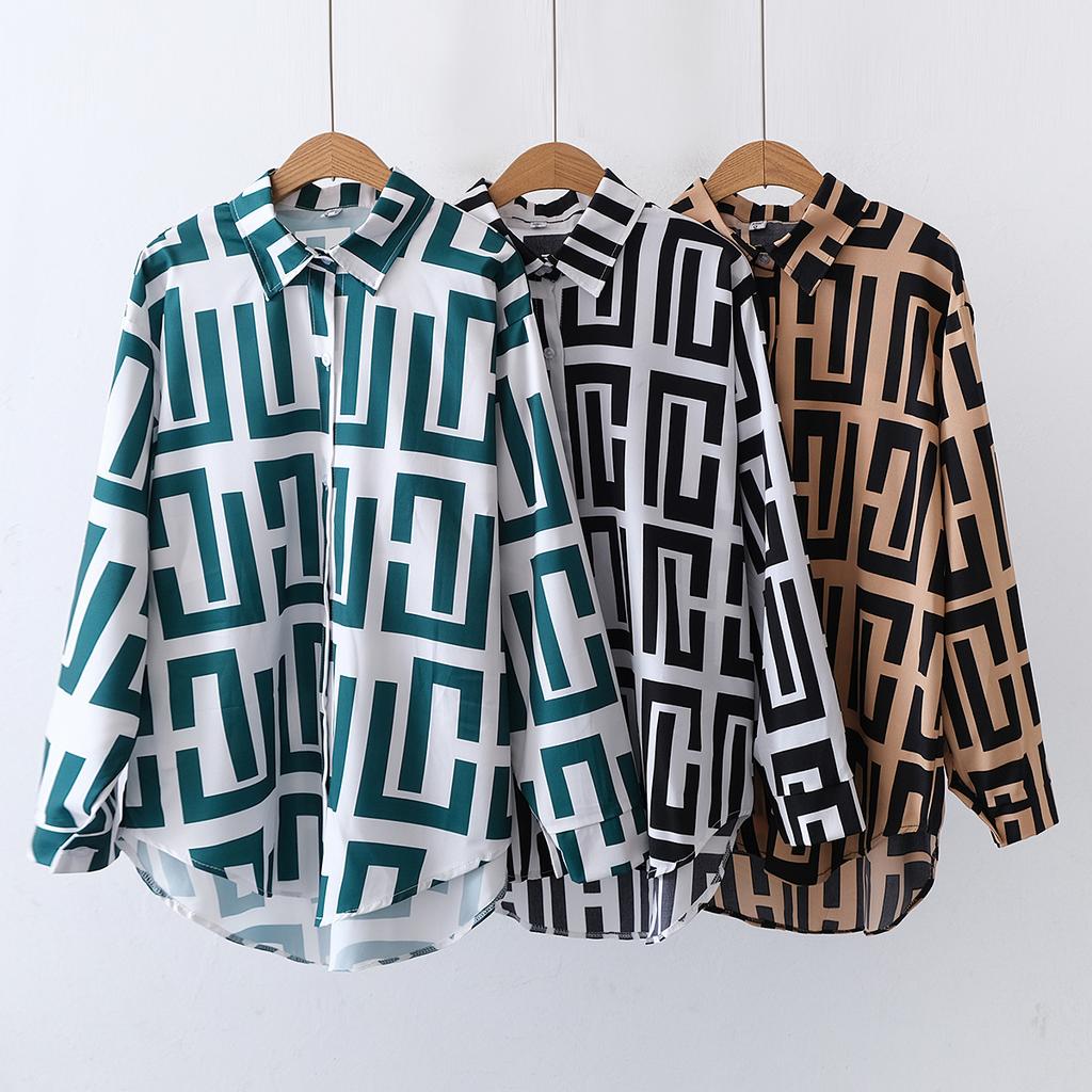 Dámská nová košile s květinovým potiskem, volným límcem a dlouhým rukávem