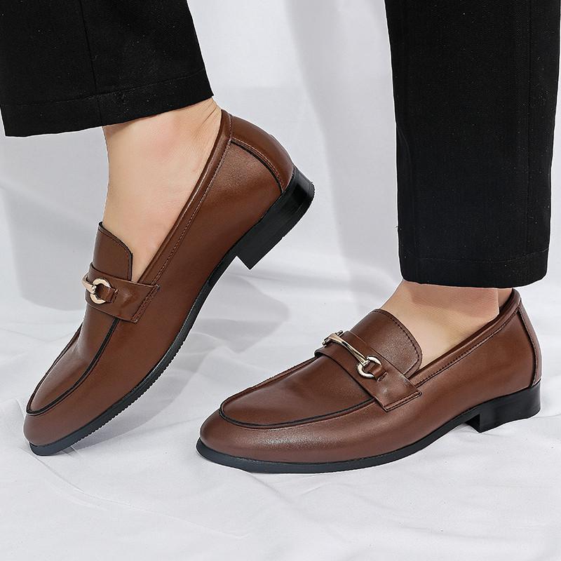 Luxury Fashion Designer New Black Brown Pu Leather Casual Shoes For Men Slip On Loafter Formal Wedding Dress Homecoming
