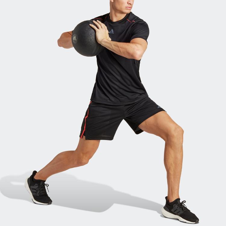 adidas Workout Base Logo Tee Black/Transparent Men Streetwear IB7901