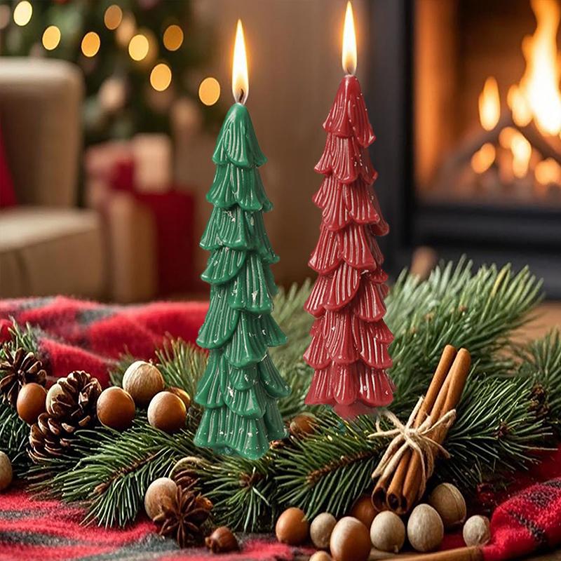 1PC Desktop Party & Tree Holiday Aroma Candle Reusable Tree Soy Wax Candle Set Holiday Decor 14x2cm