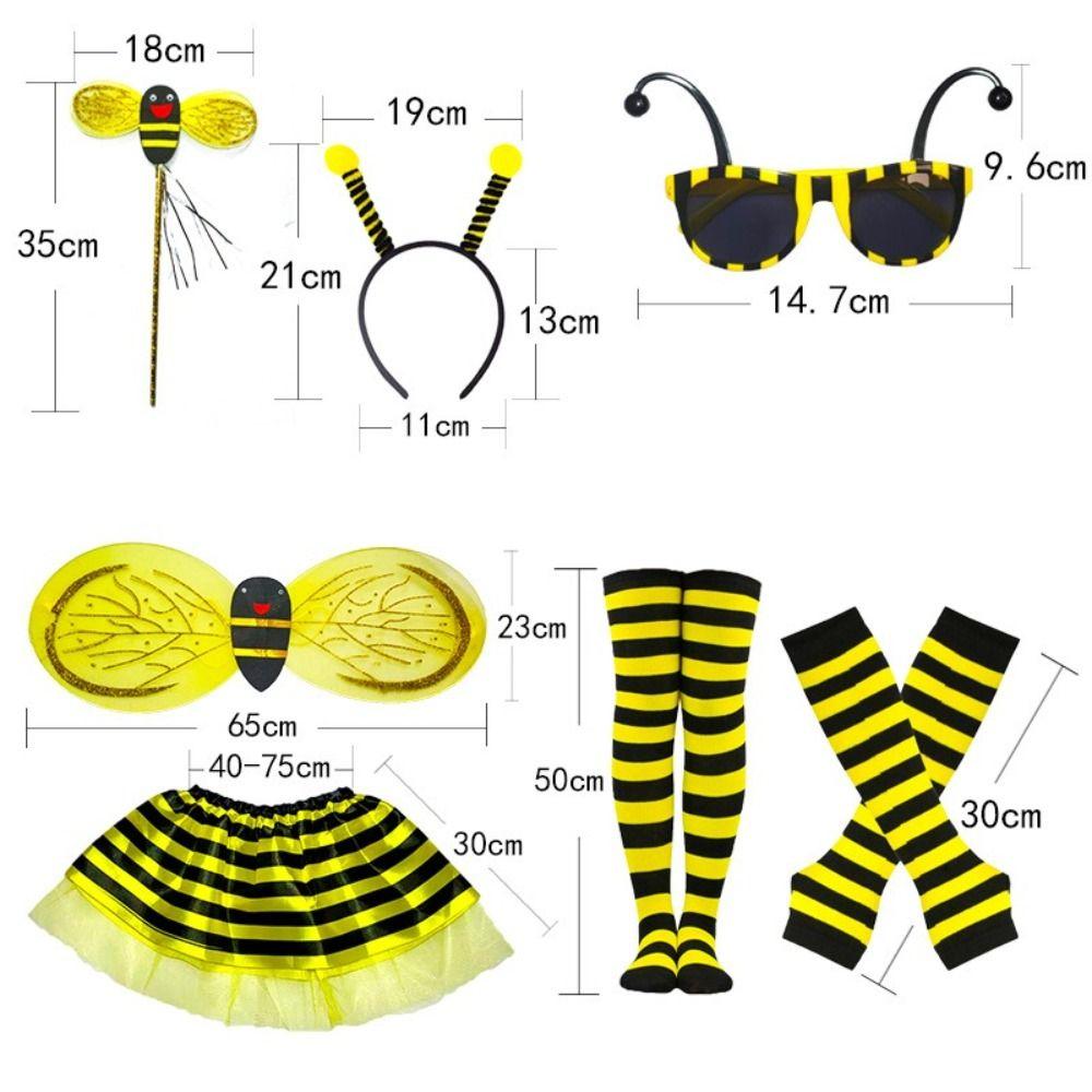 Costume Wings Bumblebee Costume Striped Knee Stocking Bee Dress Up Set Children's Parties