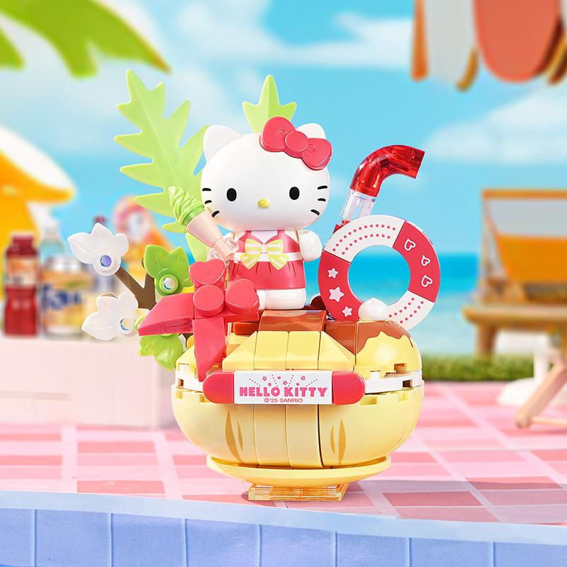 Keeppley  Building Block Summer Party  Splicing Toy Kuromi My Melody Pochacco Model Ornaments Gifts