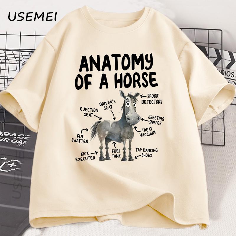 Anatomy of A Horse T Shirt Funny Horse Lover T-shirt Men Women Graphic Streetwear Short Sleeve Tshirt Harajuku Mens Clothing
