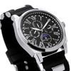 [Salvatore Marra] Watch Moon Phase Multi-Calendar 50m Waterproof Business Formal Men's Rubber Strap Limited Edition Black Silver