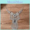 Spring Boho Necklace With Silver Finish And Drop Shaped Pendant For Cultural Style