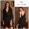 Satin Lace Backless Big V Loose and Comfortable Suspender Nightdress Belt Robe Women's Loungewear Set