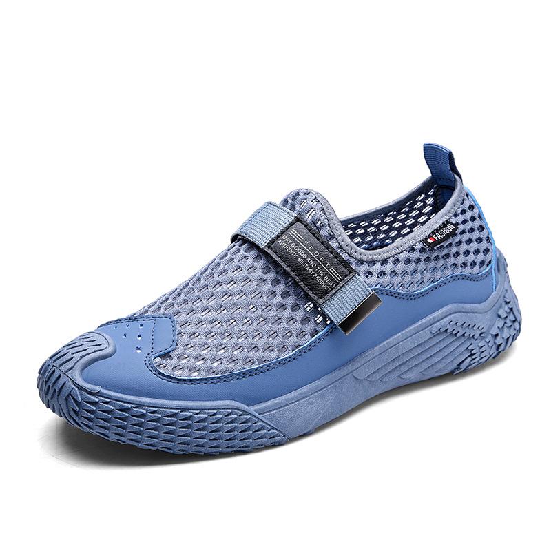 

2024 Autumn New Mens Baotou Beach Shoes Korean Fashion Shoes for Men Flat Casual Tenis Mesh Shoes Breathable Comfort Sneakers 44 синий