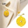 Spilla a forma di fetta di limone, Frutta a goccia d'olio con sacchetto Decorazione Foglia di strass, Distintivo Decorativo per Vestiti Borse Sciarpe