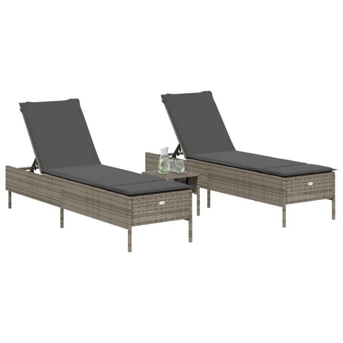 VidaXL Chaises longues avec coussins lot de 2 gris résine tressée 3261589