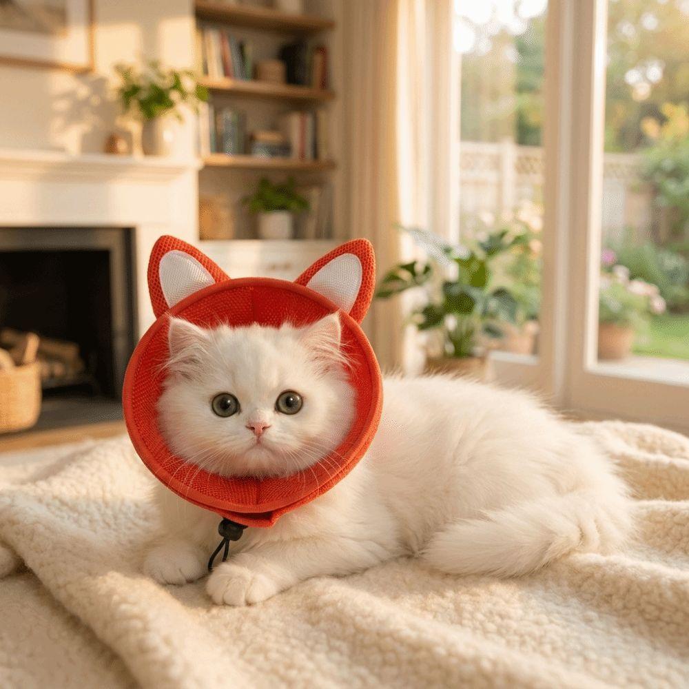 Tierförmiger Katzen-Elizabeth-Kragen Verstellbarer Katzen-Genesungskragen Katzen-Kegelkragen Kratzfest