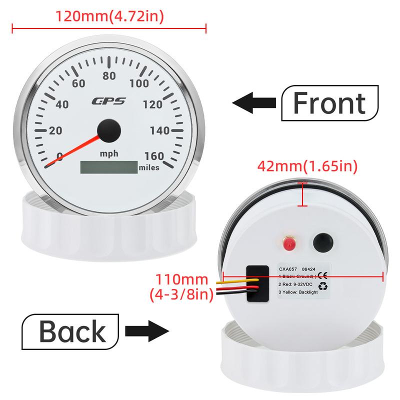 160MPH 110mm GPS Speedometer With GPS Antenna Speed Gauge Total Mileage Waterproof with 7 Colors Backlight for Car Boat Truc
