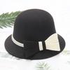 Autumn and Winter Women's Wool Hat Two-color Big Bow Basin Hat Elegant Temperament Felt Hat Top Hat