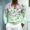 Camicia da uomo stile vacanza hawaiana camicia da uomo floreale a maniche lunghe alla moda design a stampa integrale cardigan top da viaggio all'aperto