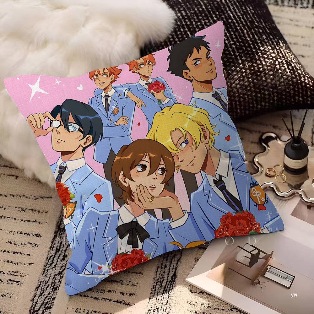 Classics Anime Ouran High School Host Club Pillow Covers Cartoon Sofa Home Double-sided Printing Short Plush Cushion Cover