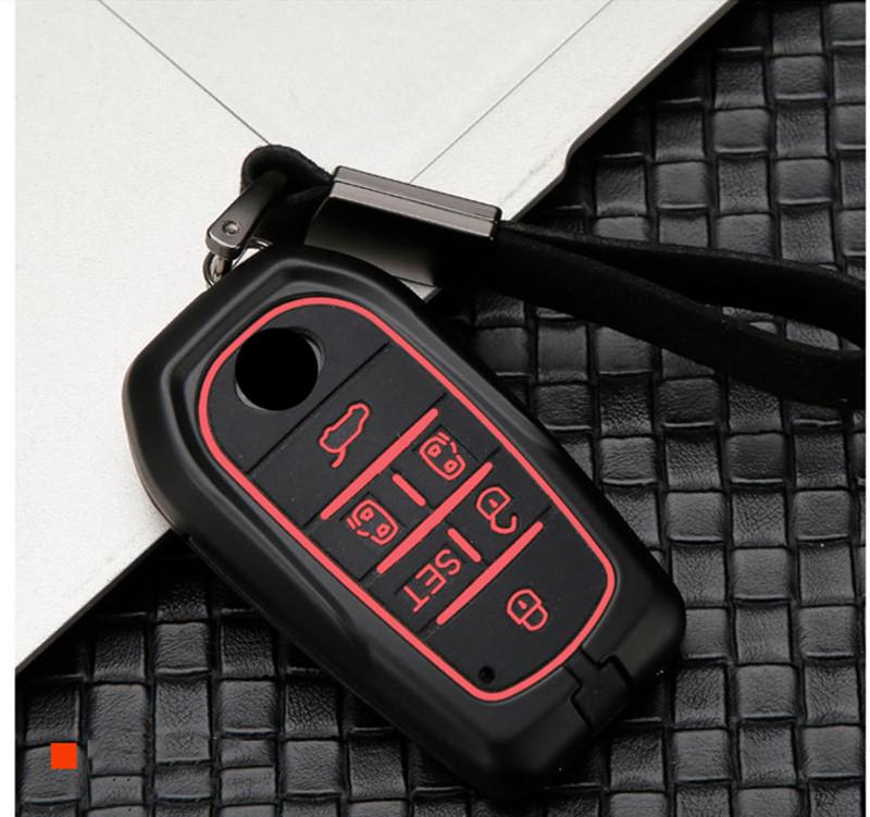 Alloy Carbon Fiber Car Key Cover Case 6 Buttons For Toyota Alphard Vellfire 30 Ah30 ~  Keychain Ring Accessories