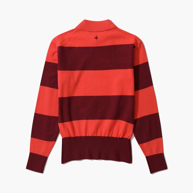 LECOQ GOLF Women'S Contrast Stripe Solid Fabric Collar Sweater (Go322Lkp94)