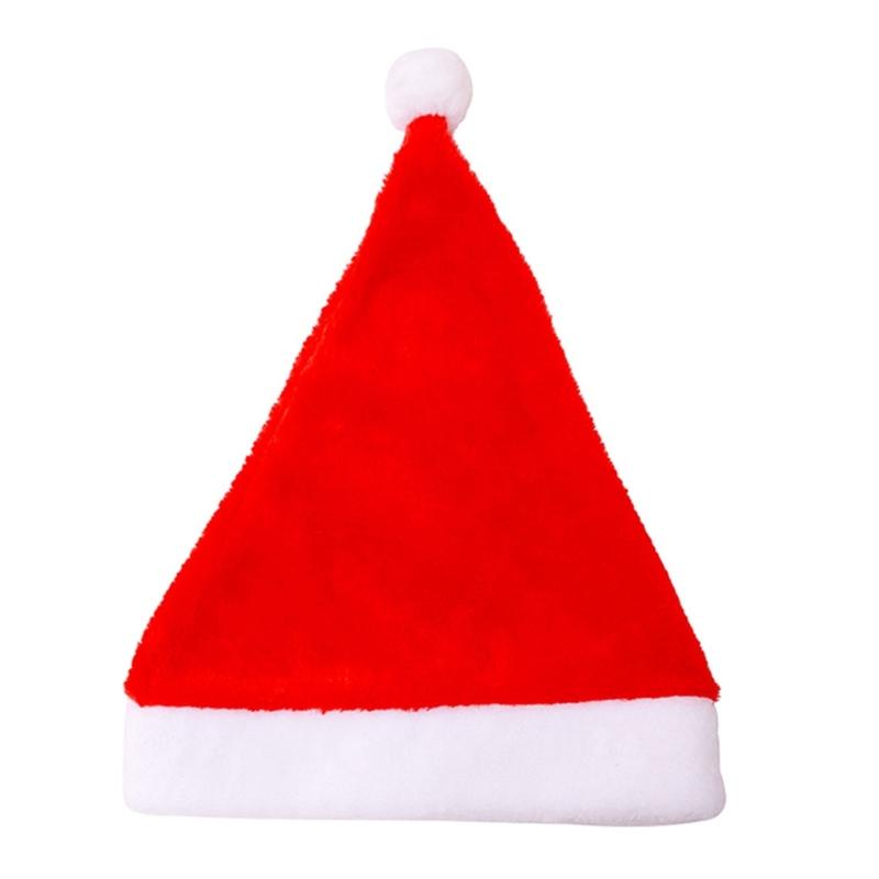 Soft Plush Santa Hats Classical Design Christmas Cap For Adult Kids Indoor Outdoor Holiday Party Gathering Headpiece