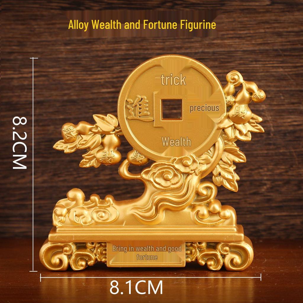 Sand Gold Office Desk Ornament: Creative Wealthy Mian Fu Alloy Decor