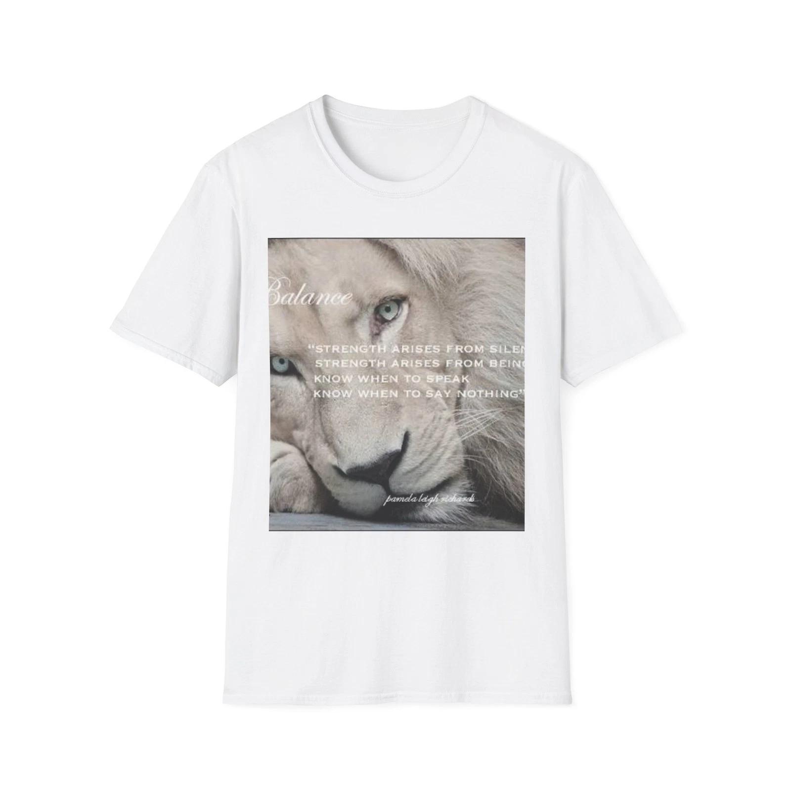 White Lion Portrait T-Shirt | Inspirational Quote Graphic S