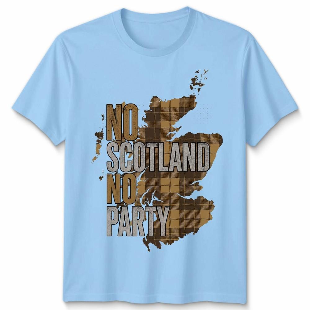 No Scotland No Party Unisex Football T Shirt Scottish Flag Navy Gold Tee S
