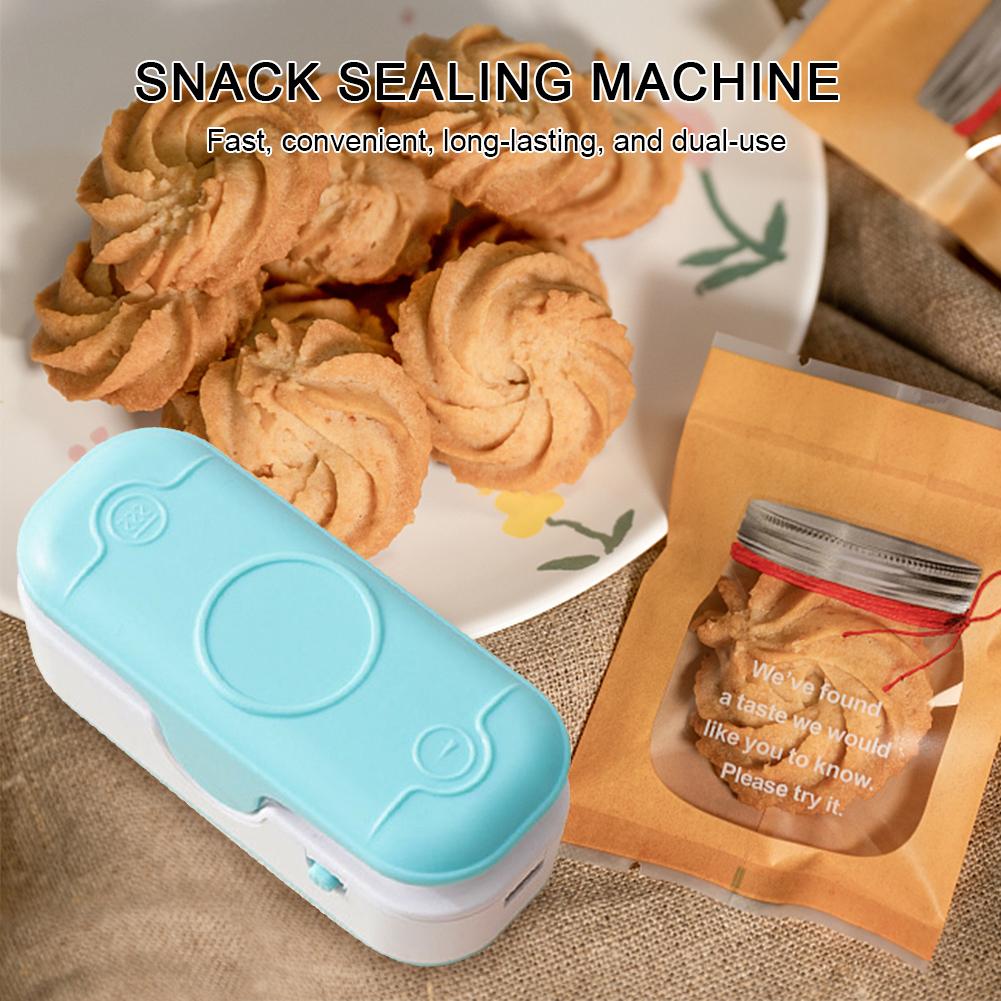 

2 In 1 Mini Bag Sealer Battery Powered Handheld Heat Vacuum Sealer USB Charging for Chip Bags Plastic Bags