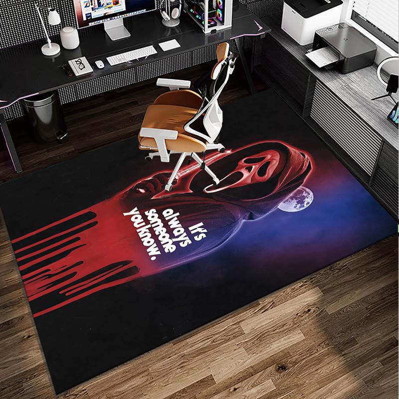 Heartbeat Ghostface Of Horror Office Rug Chair Mat, Game Carpet, Suitable for Front Door, Bedroom, Living Room, Desk, Holiday Gift