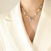 Handmade Heart Pendant Necklace with Faux Pearl & Gold-Plated Titanium Steel for Women's Fashion