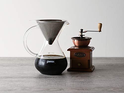 PYREX Coffee Server, 600ml, with Stainless Steel Filter, CP-8537, Clear