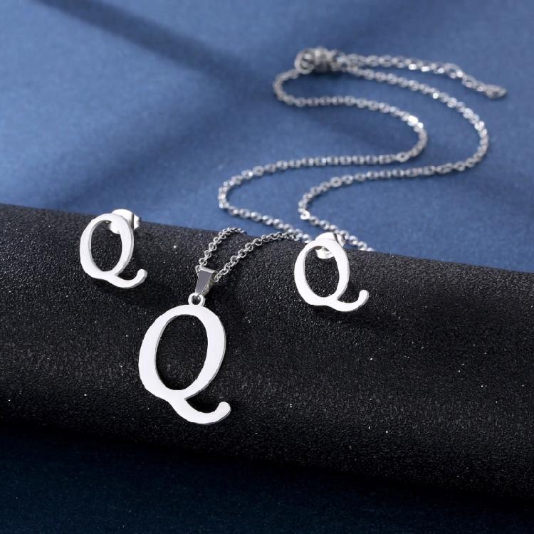 Fashion Stainless Steel Necklace with Letter Pendant Unique Ear Studs Unisex Pendant Necklace Suitable for Adding Charm