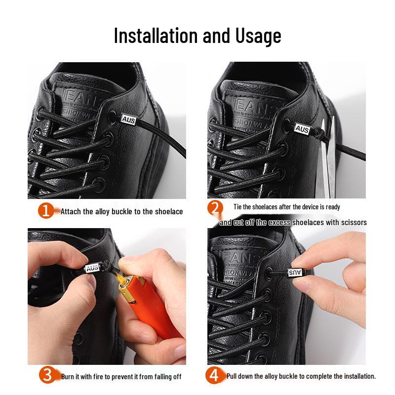 Elastische Schnürsenkel ohne Binden mit Metallschnalle - Einfache Faule Schnürsenkel AUS