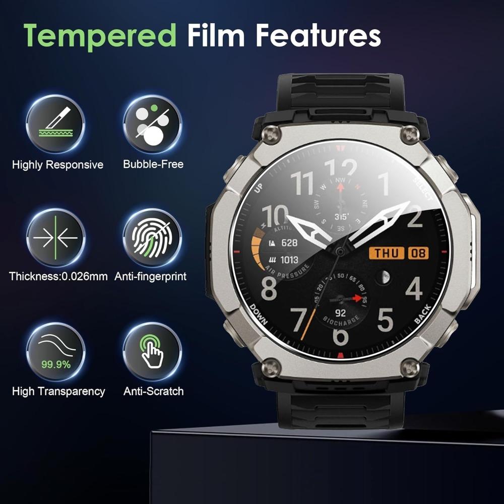 5-1pcs Tempered Glass with Auto-alignment Install Kit for Amazfit T-Rex Ultra 2 Screen Protectors HD Clear Protective Glass Film