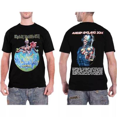 T-shirt Band Metal Rock Classico Iron Maiden Unisex: Tour Inghilterra 2014 (Stampa posteriore)