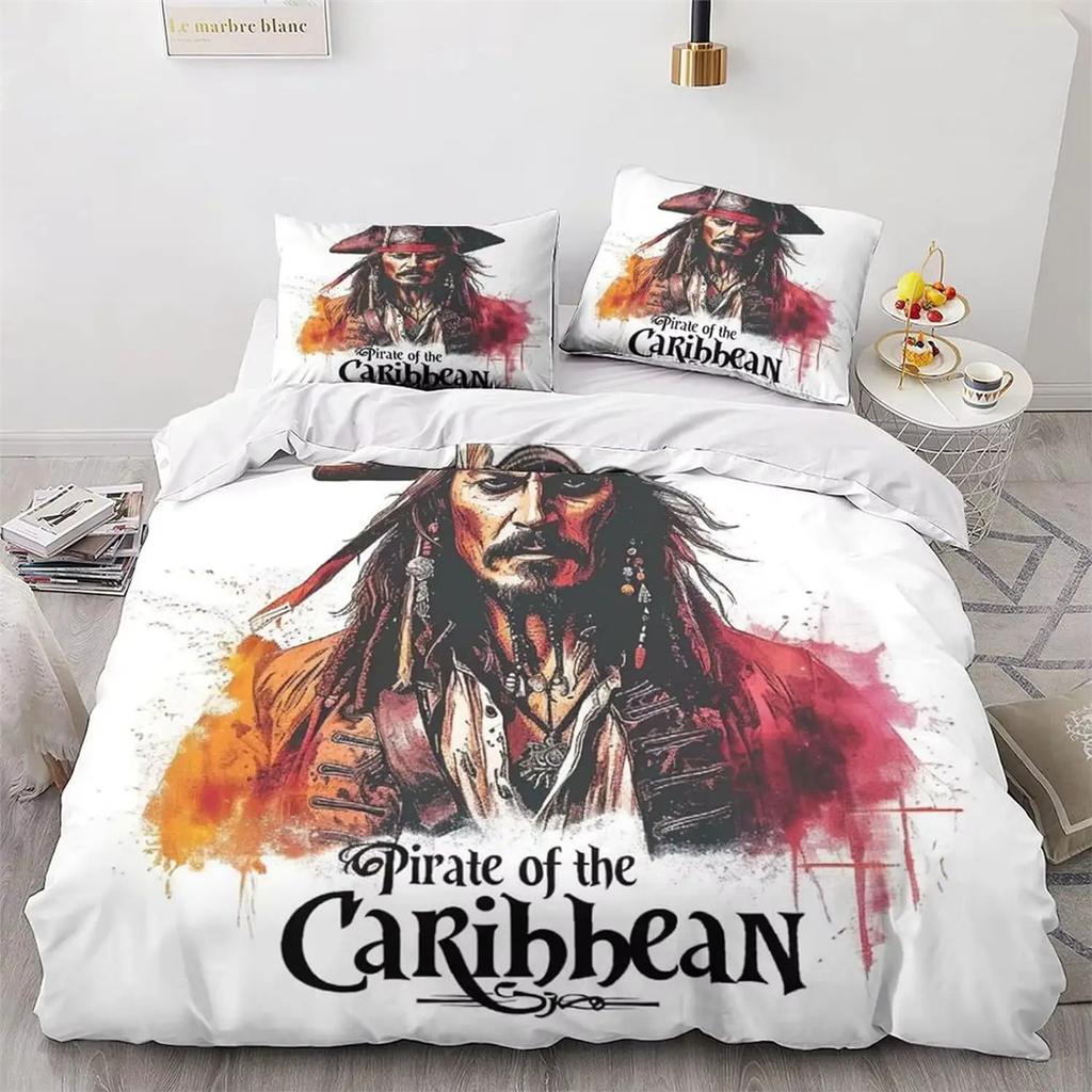 Pirates Movie Duvet Cover Set, Comforter Set Bedding Set With Zipper Ties And Pillowcases For Teens And Adults Bedroom Decor